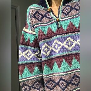 Vintage Global Geometric Hand Knit Sweater Size L/XL